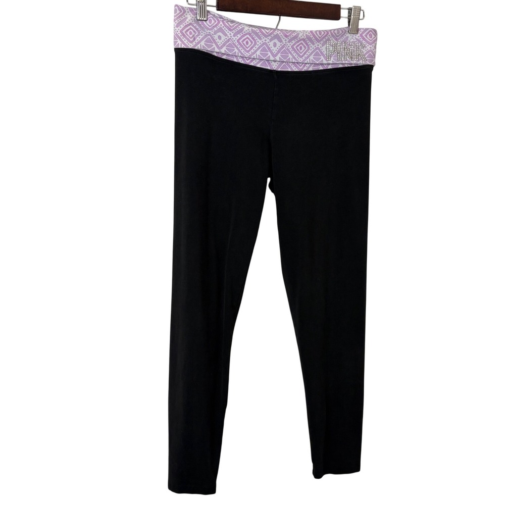 Vintage Y2K Victoria's Secret PINK‎ Rhinestone Fold Over Yoga Ankle Pants Medium